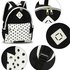 AG00619C - Black Polka Dot Print Backpack School Bag