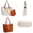 AG00567P - Reversible White/Brown Large Tote Bag With Pouch