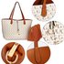 AG00567P - Reversible White/Brown Large Tote Bag With Pouch