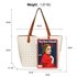 AG00567P - Reversible White/Brown Large Tote Bag With Pouch