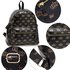 AG00186F - Black / Gold Crown Print Backpack School Bag