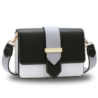AG00692 - Black / White / Grey Flap Cross Body Shoulder Bag