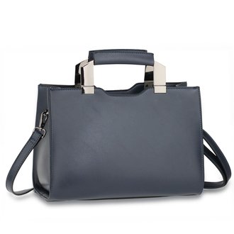 AG00690 - Navy Anna Grace Fashion Tote Bag With Black Metal Work