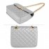 AG00668 - Silver Cross Body Bag With Gold Metal Work
