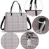AG00634 - Black / White Check Print Fashion Tote Bag With Silver Metal Work