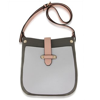 AG00684 - Dark Grey / Light Grey / Pink Flap Cross Body Shoulder Bag