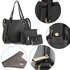 AG00666 - Black / Black 4 Pieces Set Tote Bag / Messenger Satchel / Wristlet / Wallet