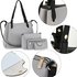 AG00666 - Grey / Black 4 Pieces Set Tote Bag / Messenger Satchel / Wristlet / Wallet