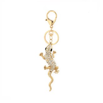 AGCK1039 - Gold Plated Crystal Lizard Bag Charm