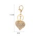 AGCK1046 - Gold Metal Rhinestone Crystal Heart Bag Charm