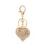 AGCK1046 - Gold Metal Rhinestone Crystal Heart Bag Charm