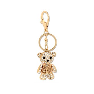 AGCK1096 - Gold Plated Crystal Teddy Bear Bag Charm