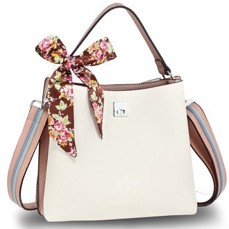 AG00682 - White / Pink Women's Fashion Tote Bag