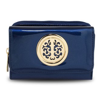AGP5017 - Navy Patent Purse/Wallet with Metal Decoration