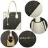 AG00740 - Black / White Anna Grace Print Women's Fashion Handbag With Gold Metal Work