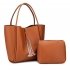 AG00756A - 2 Pieces Brown Tassel Wholesale Shoulder Bag With Pouch