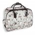 AGT1021 - Grey Cat Print Travel Holdall Trolley Luggage With Wheels - CABIN APPROVED