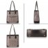 AG00758P - Black/White Anna Grace Print Women's Fashion Handbag With Gold Metal Work