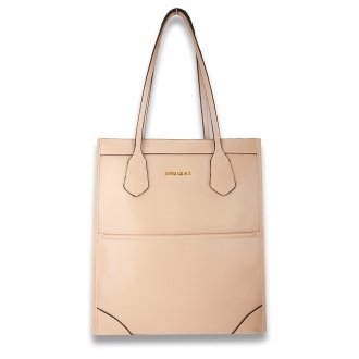 AG00758 - Beige Women's Fashion Handbag With Gold Metal Work