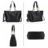 AG00773 - 2 Pieces Set Black Fashion Croc Style Wholesale Tote Bag