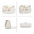 AG00778 - White Flap Cross Body Shoulder Bag With Gold Metal Work