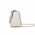 AG00778 - White Flap Cross Body Shoulder Bag With Gold Metal Work