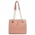 AG00777 - Pink Quilted Shoulder Bag With Flower Decoration