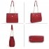AG00777 - Red Quilted Shoulder Bag With Flower Decoration