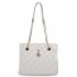 AG00777 - White Quilted Shoulder Bag With Flower Decoration
