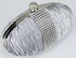 LSE0044 - Silver Ruched Satin Clutch With Crystal Trim