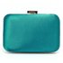 LSE006 - Teal Gorgeous Satin Rouched Brooch Hard Case teal Evening Bag