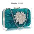 LSE006 - Teal Gorgeous Satin Rouched Brooch Hard Case teal Evening Bag