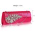 LSE0078 - Pink Ruched Satin Clutch With Crystal Flower