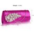 LSE0078 - Purple Ruched Satin Clutch With Crystal Flower