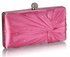 LSE0080 - Pink Satin Crystal Clasp Evening Evening Clutch Bag