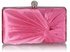 LSE0080 - Pink Satin Crystal Clasp Evening Evening Clutch Bag