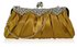 LSE0087 - Gold Crystal Satin Evening Clutch