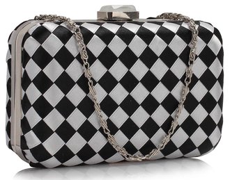 LSE0090 - Gorgeous Black/White Hard Case Evening Bag