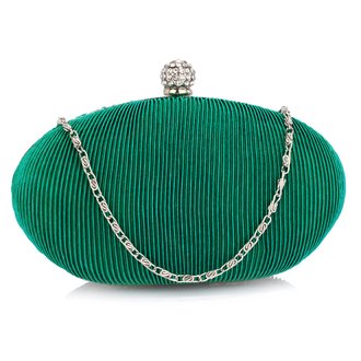 LSE0092 -Turquoise Crystal Satin Evening Clutch