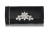 LSE0094 - Black Crystal Flower Evening Clutch Bag