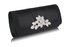 LSE0094 - Black Crystal Flower Evening Clutch Bag