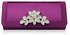 LSE0094 - Purple Crystal Flower Evening Clutch Bag