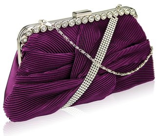 LSE0096 -  Purple Crystal Evening Clutch Bag