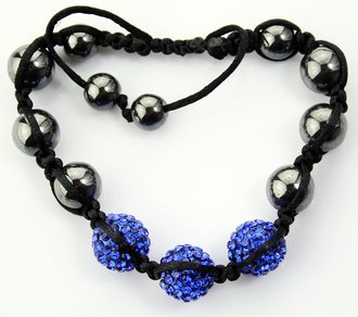 LSB004-Blue Crystal Disco Ball Bead Bracelet
