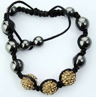 LSB004-Coffee Crystal Disco Ball Bead Bracelet