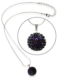 LSN001-Purple 18mm Sparkling Disco Ball Necklace