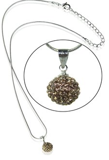 LSN002-Coffee 10mm Sparkling Disco Ball Necklace