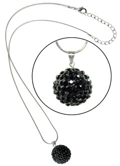 LSN002- Black 10mm Sparkling Disco Ball Necklace