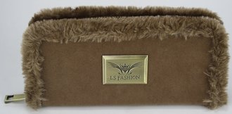 LSP1037-L.S Sand Purse/Wallet with Faux Sheepskin Detail
