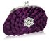 LSE00115- Sparkly Purple Crystal  Flower evening clutch bag